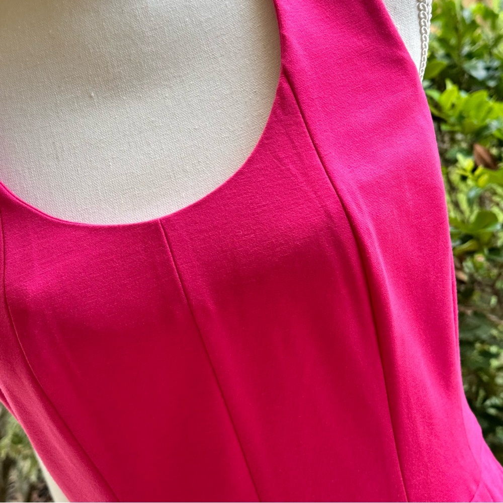 Banana Republic Ponte Skater Dress Fit Flare Criss Cross Back Pink NEW - Picture 3 of 10